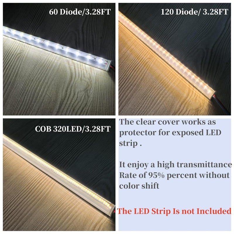 THMOOTHER 10-Pack 3.28FT V Shape LED Strip Aluminum Channel with Clear Cover, Extruded Alu Track with Transparent PC Lens and Mounting Kit,Easy Cut and Installed Corner Mount Profile (10, 3.28FT) - Image 4